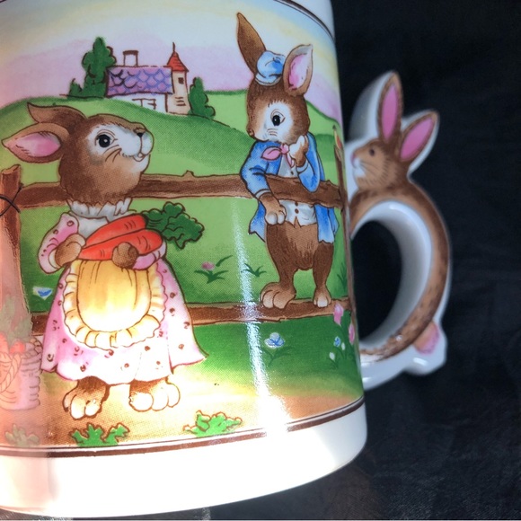 Vintage Country Rabbit Mug with Cute Handle - Made in Japan - Picture 5 of 15